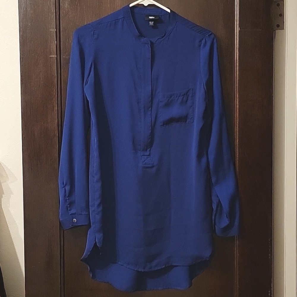 NWOT Navy Blue Satin Tunic Top from Mossimo - Size XS